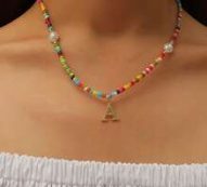 Letter Pendant Beaded Necklace