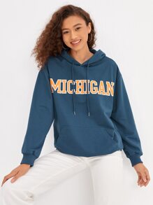 Letter Print Drawstring Hoodie