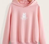 Letter Rabbit Graphic Hoodie
