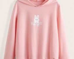 Letter Rabbit Graphic Hoodie