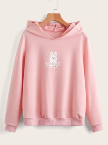 Letter Rabbit Graphic Hoodie