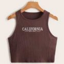 Letter Ribbed Tank Top