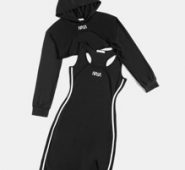 Letter Super Crop Hoodie & Letter Split Dress