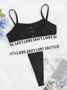 Letter Tape Lingerie Set