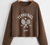Letter Tennis Racket Graphic Crop Sweatshirt