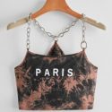 Letter Tie Dye Chain Crop Cami