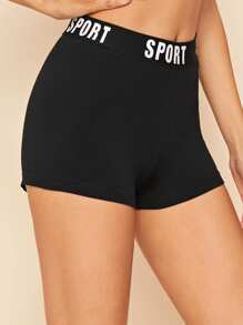 Letter Waistband Cycling Shorts