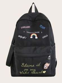 Letter & Cartoon Graphic Backpack