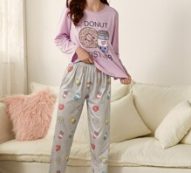 Letter & Cartoon Graphic PJ Set