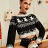 Letter & Cat Pattern Crop Sweater