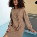 Letter & Graphic Embroidery Sweatshirt Dress