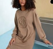 Letter & Graphic Embroidery Sweatshirt Dress