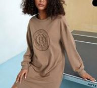 Letter & Graphic Embroidery Sweatshirt Dress