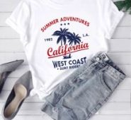 Letter & Palm Tree Print Tee