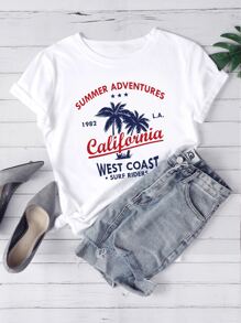 Letter & Palm Tree Print Tee