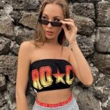 Letter & Star Print Tube Top