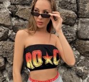 Letter & Star Print Tube Top