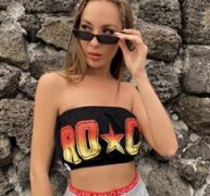 Letter & Star Print Tube Top