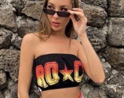 Letter & Star Print Tube Top