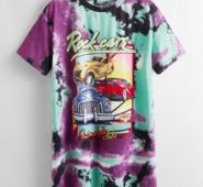 Letter and Car Print Tie Dye Tee Dress