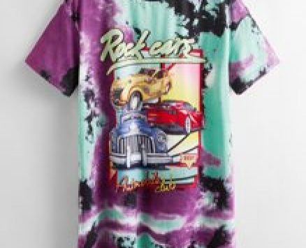 Letter and Car Print Tie Dye Tee Dress