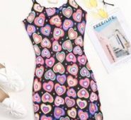 Lettuce Edge Allover Heart Bodycon Dress