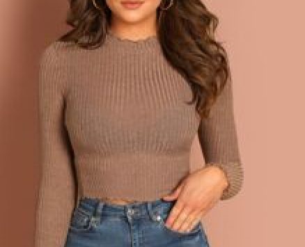 Lettuce Edge Rib Knit Crop Top