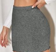 Lettuce Hem Rib-knit Skirt