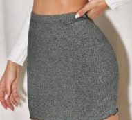 Lettuce Hem Rib-knit Skirt