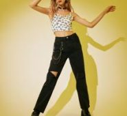 Lettuce Trim Allover Butterfly Print Crop Cami Top