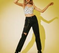 Lettuce Trim Allover Butterfly Print Crop Cami Top