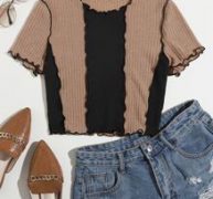 Lettuce Trim Colorblock Tee