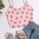 Lettuce Trim Peach Print Cami Top