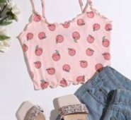 Lettuce Trim Peach Print Cami Top