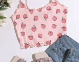 Lettuce Trim Peach Print Cami Top