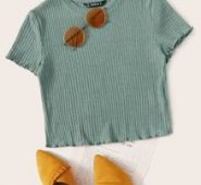 Lettuce Trim Rib Crop Top