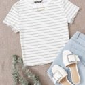 Lettuce Trim Striped Tee