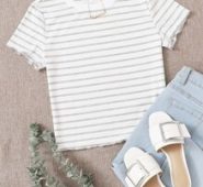 Lettuce Trim Striped Tee