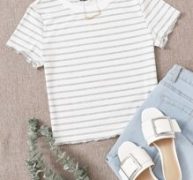 Lettuce Trim Striped Tee