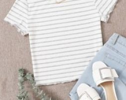 Lettuce Trim Striped Tee