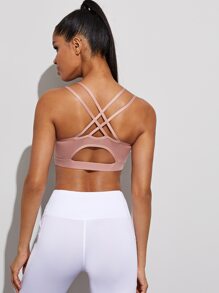 Light Support Cut Out Criss Cross Back Sports Bra