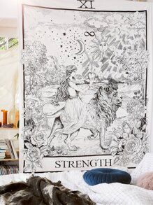 Lion & Girl Print Tapestry