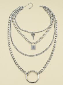 Lock Layered Chain Necklace