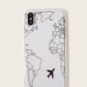 Map & Airplane Pattern iPhone Case