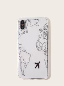 Map & Airplane Pattern iPhone Case