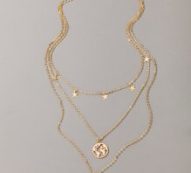 Map & Moon Pendant Layered Necklace