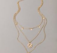 Map & Moon Pendant Layered Necklace