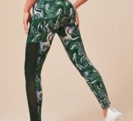 Marble Mesh Insert Sports Leggings