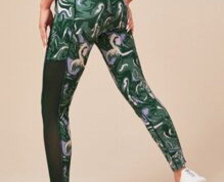 Marble Mesh Insert Sports Leggings