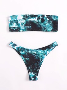 Marble Pattern Bikini Swimsuit